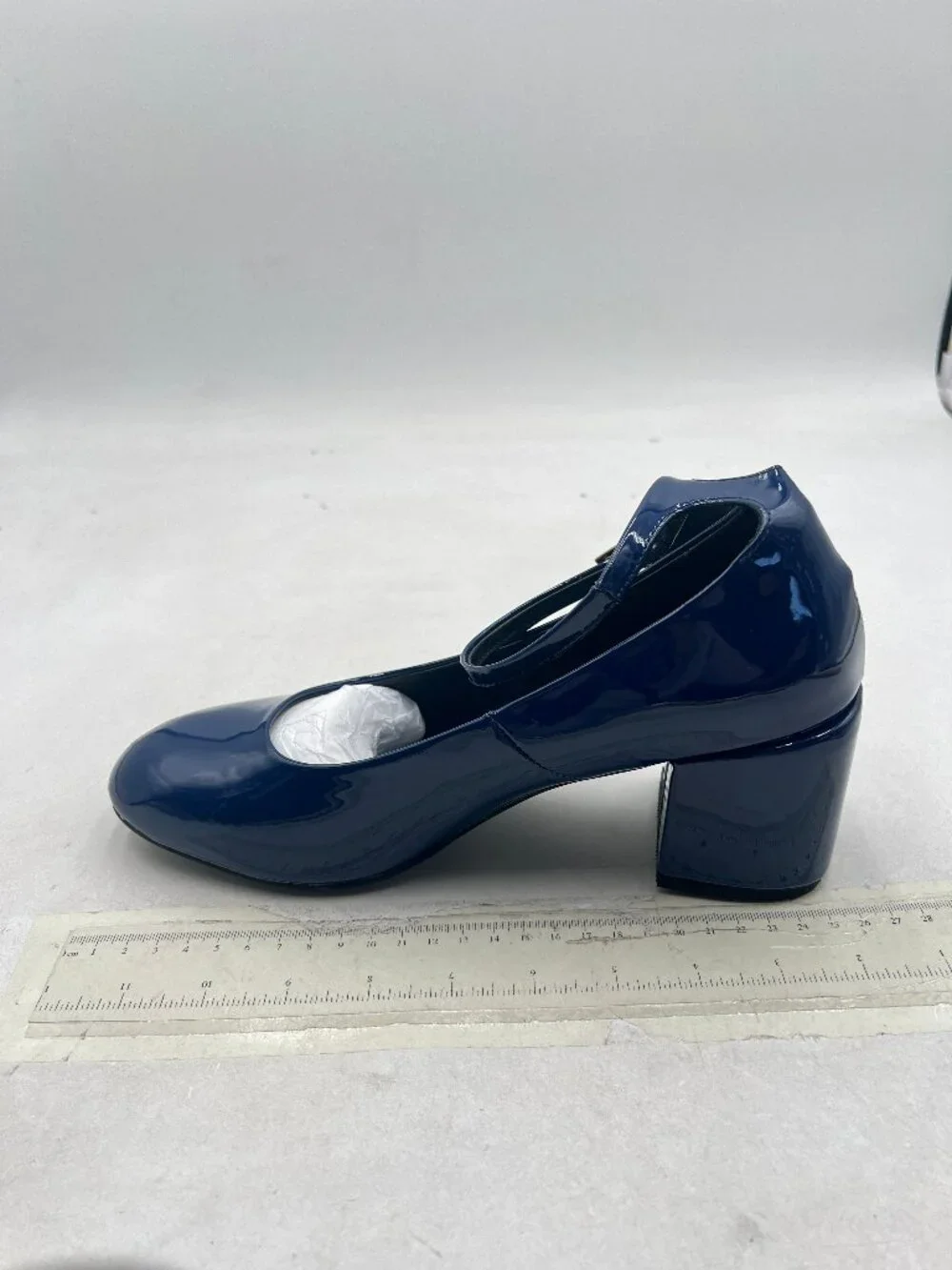 FSJ Blue Block Low Heel Pumps Round Toe Ankle Strap Comfortable Wedding Shoes